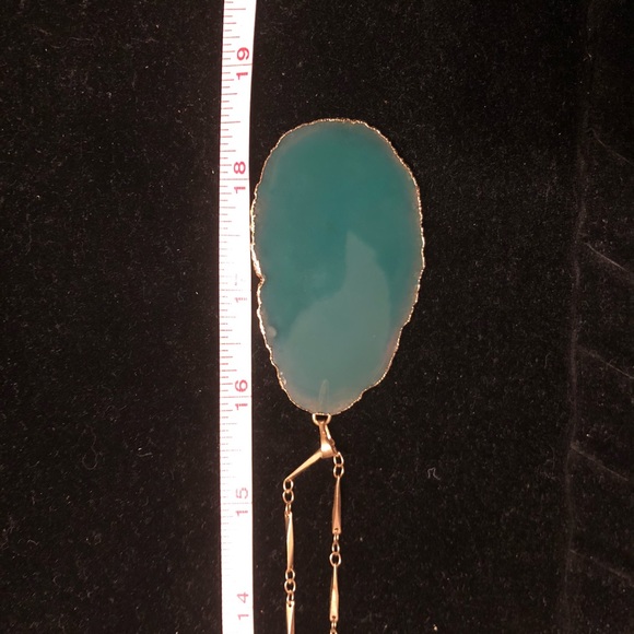 Teal agate with gold trim necklace - Picture 3 of 3